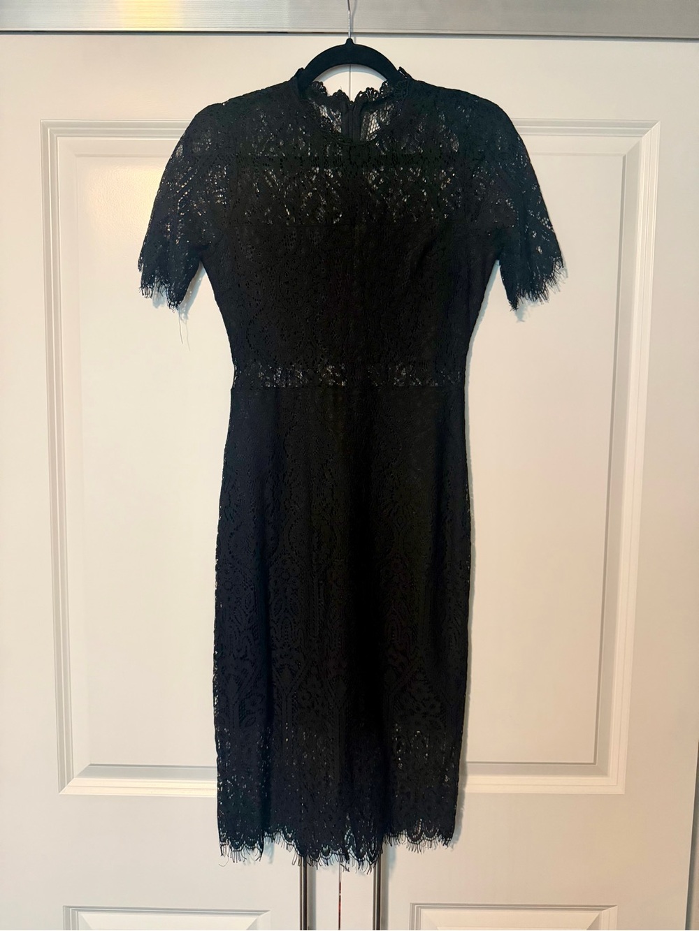 Lulu's Black Lace High-Neck Midi Dress